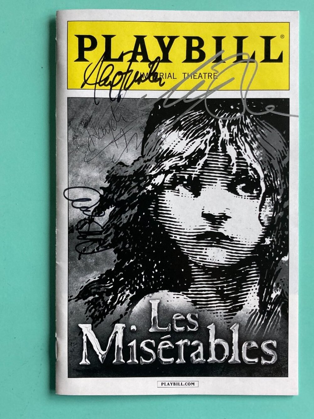 Signed Playbill LES MISERABLES Alfie Boe Hayden Tee Broadway Revival 2016